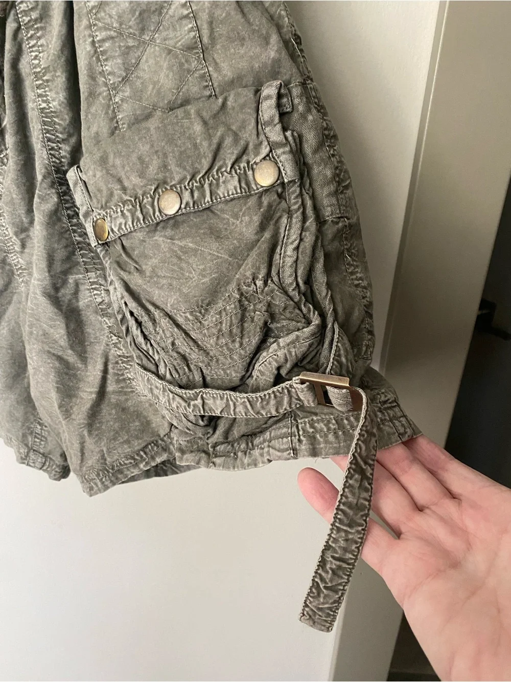 Free People Olive Green Cargo Shorts